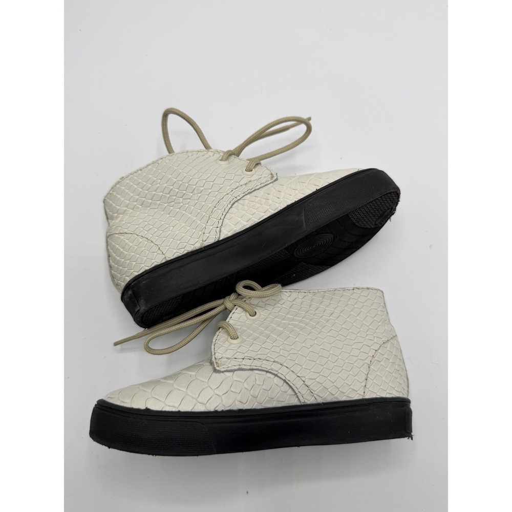 AKID Leather Faux Snakeskin Shoes White Black Toddler Size 8C